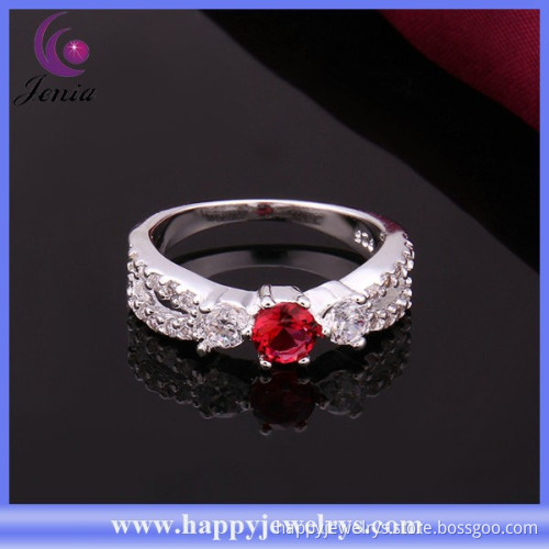 High quality red zircon women wedding ring 925 silver plated custom ring ( CR401)